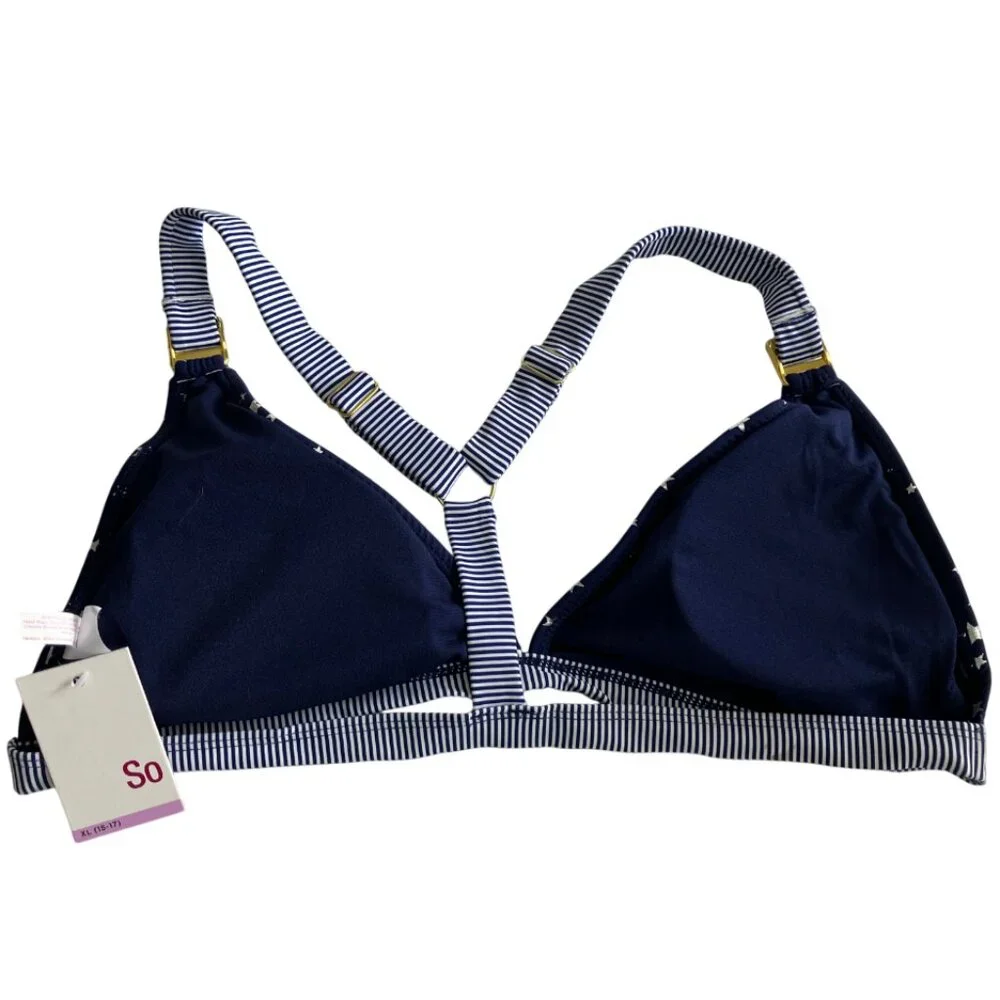 So 411 Navy Stars Girls size XL Swim Bikini Top XL
